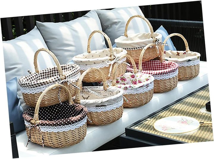 NUOBESTY Tablett Picknickkorb Aus Weide Mit Innenfutter Aufbewahrungskorb Für Decken Dekorativer Par