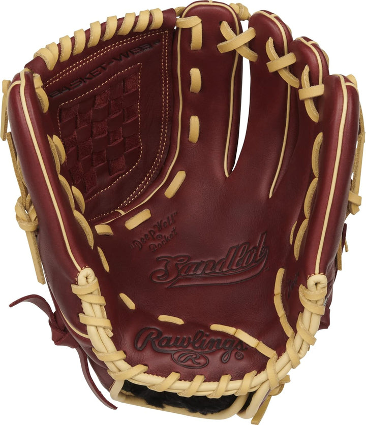 Rawlings Sandlot Baseball-Handschuh-Serie Rechte Hand Wurf Infield / Krug Korbgeflecht, 30,5 cm, Bur