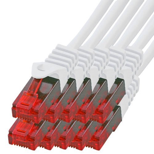 BIGtec - 10 Stück - 30m Gigabit Netzwerkkabel Patchkabel Ethernet LAN DSL Patch Kabel weiss (2x RJ-4