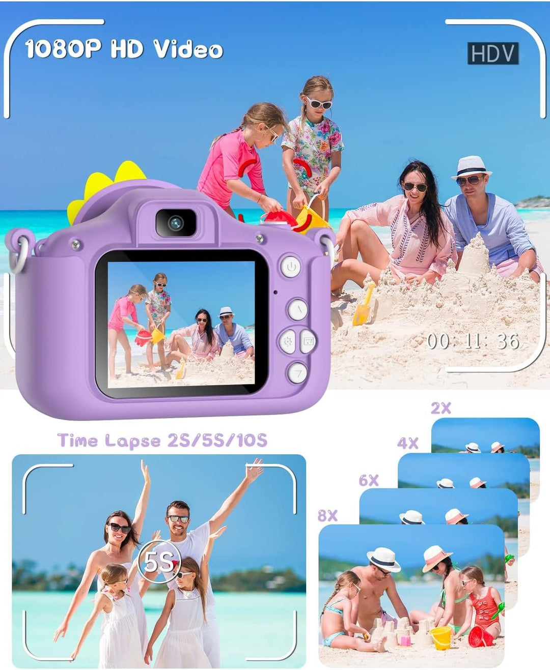Kinderkamera, Gofunly Kinder Kamera 1080P 2,0-Zoll-Bildschirm Fotoapparat Kinder mit 32GB-Karte Self