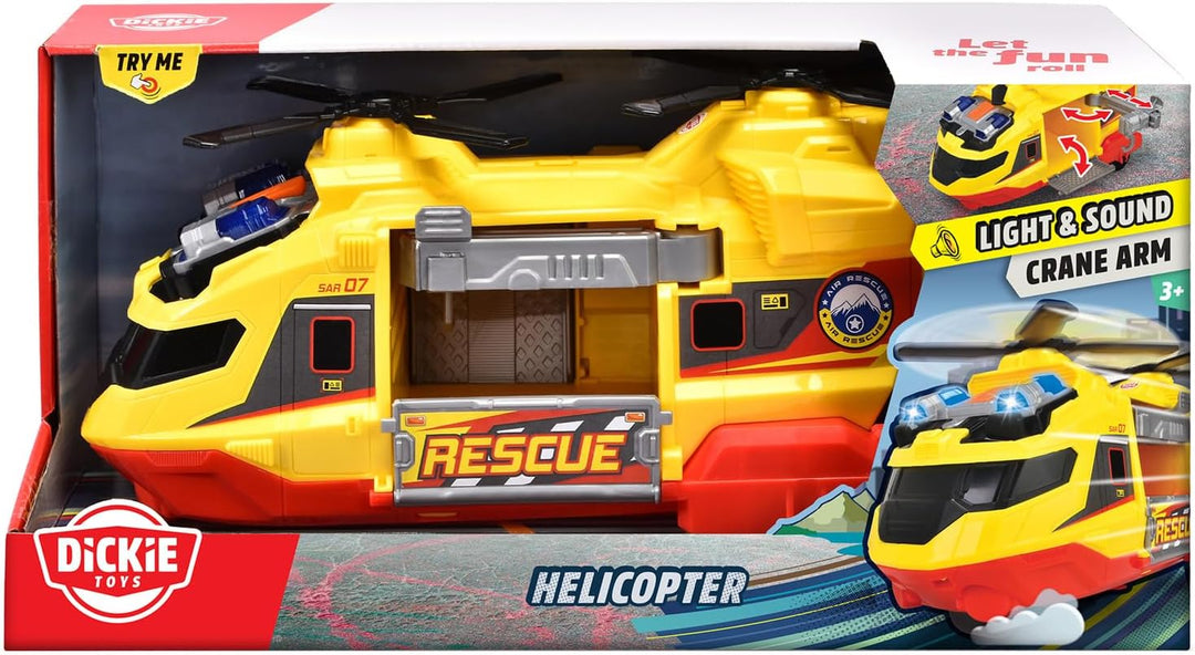 Dickie Toys - Helicopter (30 cm) - grosser Rettungs-Hubschrauber ab 3 Jahre mit Kran-Arm & Zubehör,