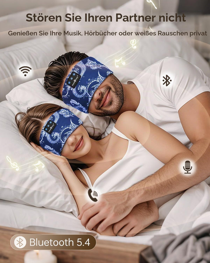 MUSICOZY Schlafkopfhörer Bluetooth, Schlaf Kopfhörer Seitenschläfer Kabellos Sport Kopfhörer Stirnba