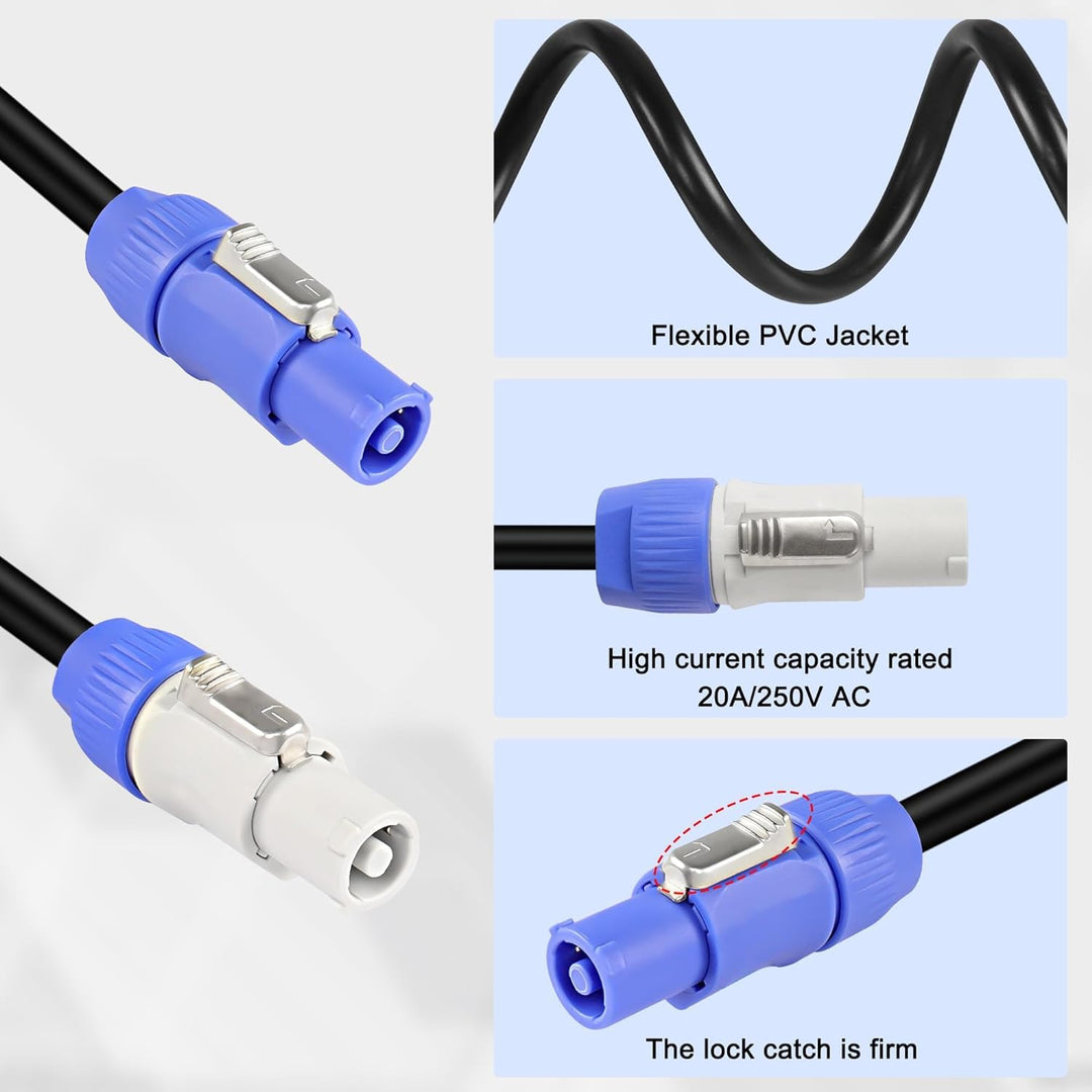 XMSJSIY PowerCon-Stromkabel AC PowerCon Eingang zu Ausgang 12AWG 3-Pin-Stromverlängerungskabel für L