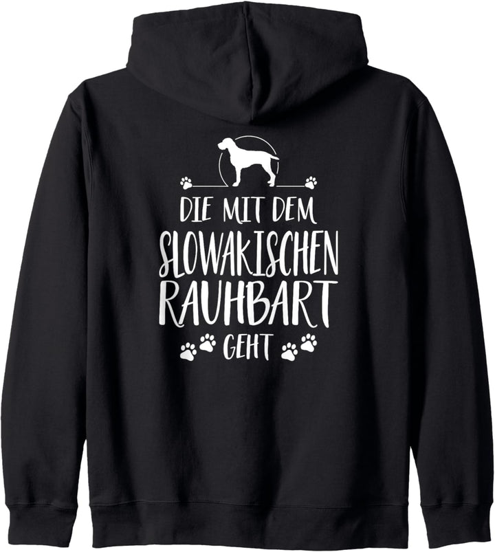 Die mit dem Slowakischen Rauhbart geht Hund Hundespruch Kapuzenjacke