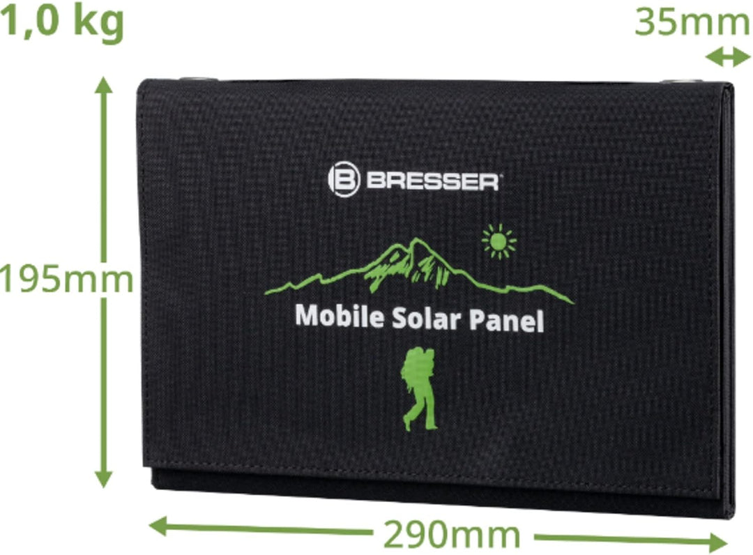 Bresser Solar Ladegerät 21W mit USB-A- und DC-Anschluss inkl. Adaptern, Solar-Panel als Ladegerät fü