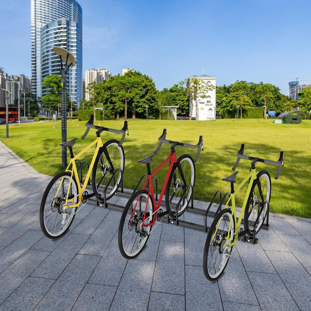 Fahrradständer Boden für 5 Fahrräder, 30cm Radabstand 35-55mm Reifenbreite rostfreier Stahl selbstsi
