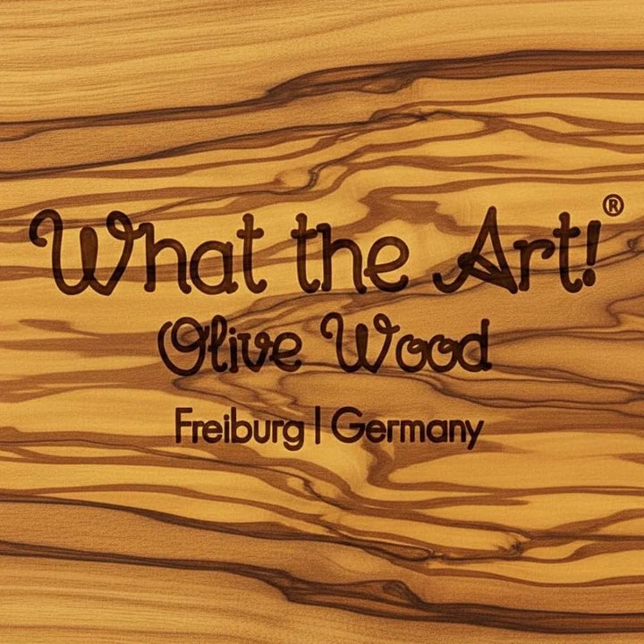 What the Art!® Olive Wood «Vesper» Gr. L | Olivenholz Schneidebrett + Dip-Schälchen | Handarbeit | c