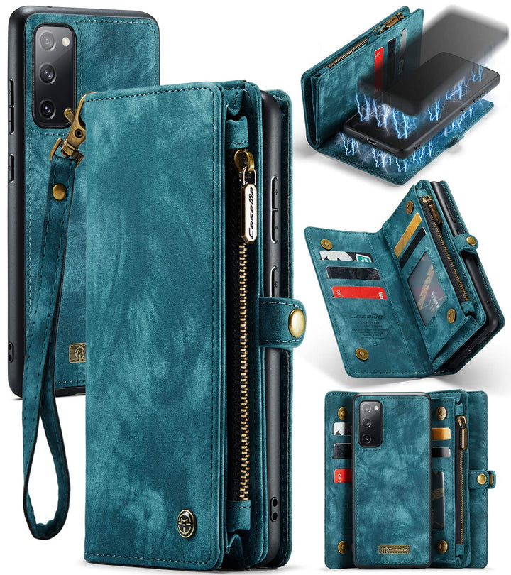 UFinetech Abnehmbar Samsung Galaxy S20 FE Hülle Tasche Handy Leder TPU Kartenfach Flip Magnetisch Re