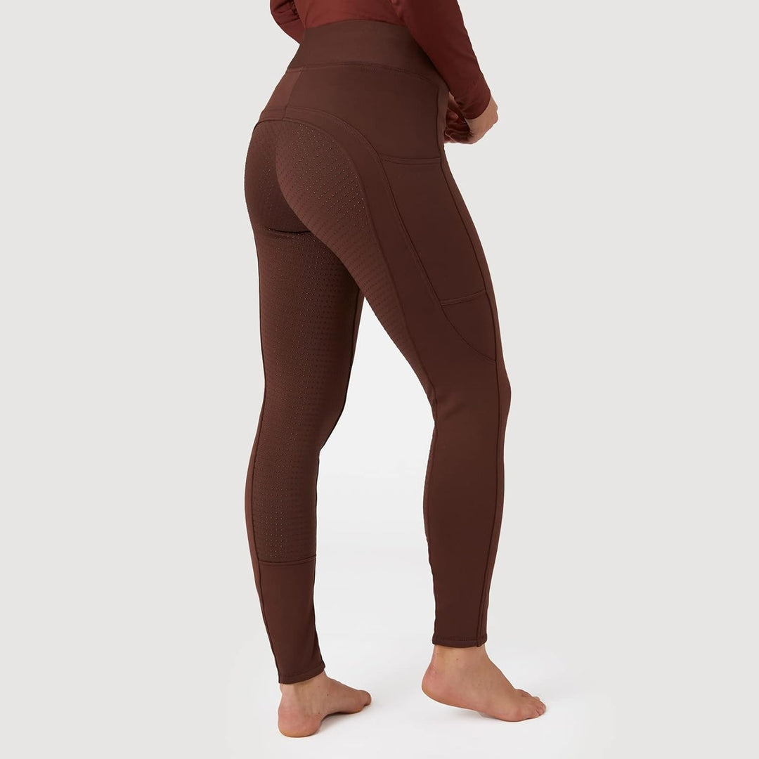 HORZE Damen Thermoreitleggings Active mit Handytasche, Winterreithose, Thermo Reithose Damen 36 Rum