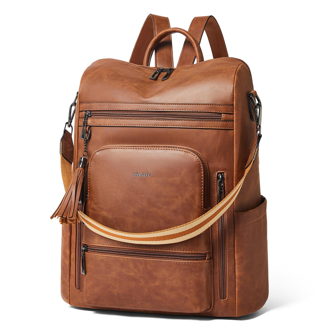 Shrrie rucksack damen elegant geeignet für 15,6Zoll-Notebooks Langlebig wasserdicht Damen aus Leder