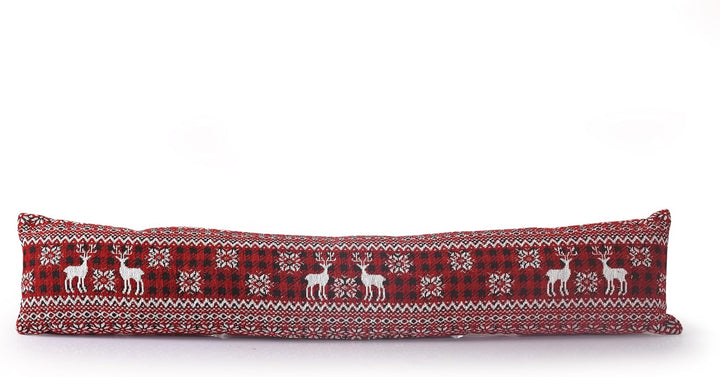 La Maison Zugluftstopper, weihnachtlicher Schneemann, nordischer Hirsch, rot, gewebter Windstopper,
