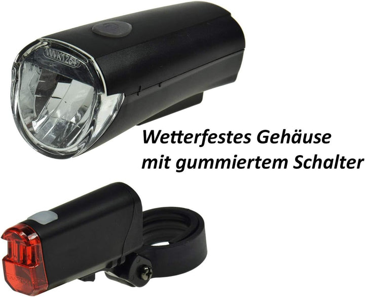 LED Fahrradbeleuchtung Frontstrahler Rücklicht StVZO zugelassen 30Lux I Fahrradleuchten mit Batterie