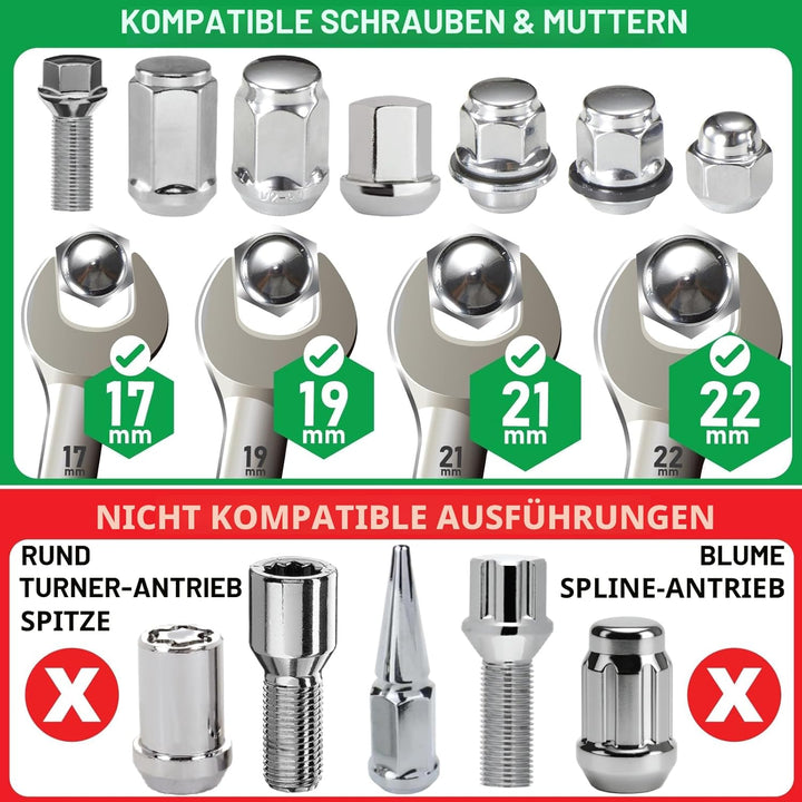 Spurtar 5 Stück Steckschlüsselsatz, Special Schraubenausdreher Werkzeug zum Entfernen von Schraubenm