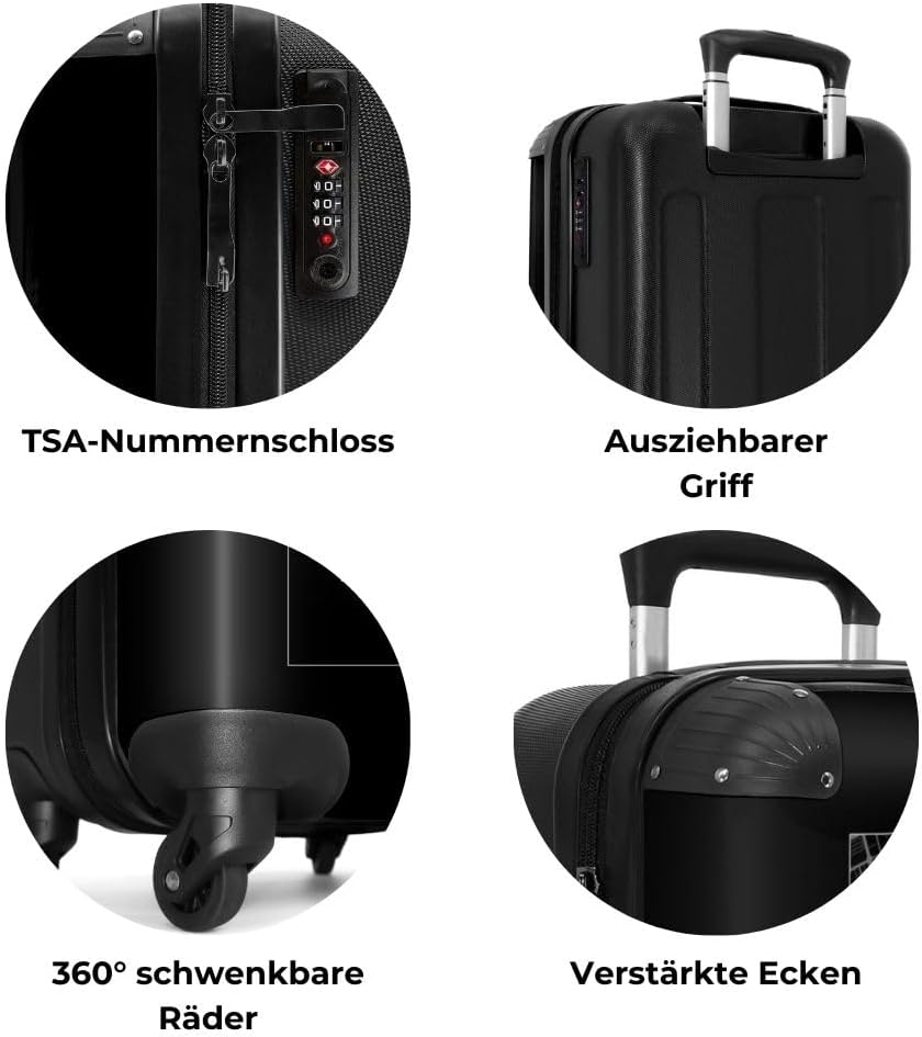 NoBoringSuitcases.com® Koffer Handgepäck Trolley Rollkoffer Kleine Reisekoffer mit 4 Rollen - F1 - R