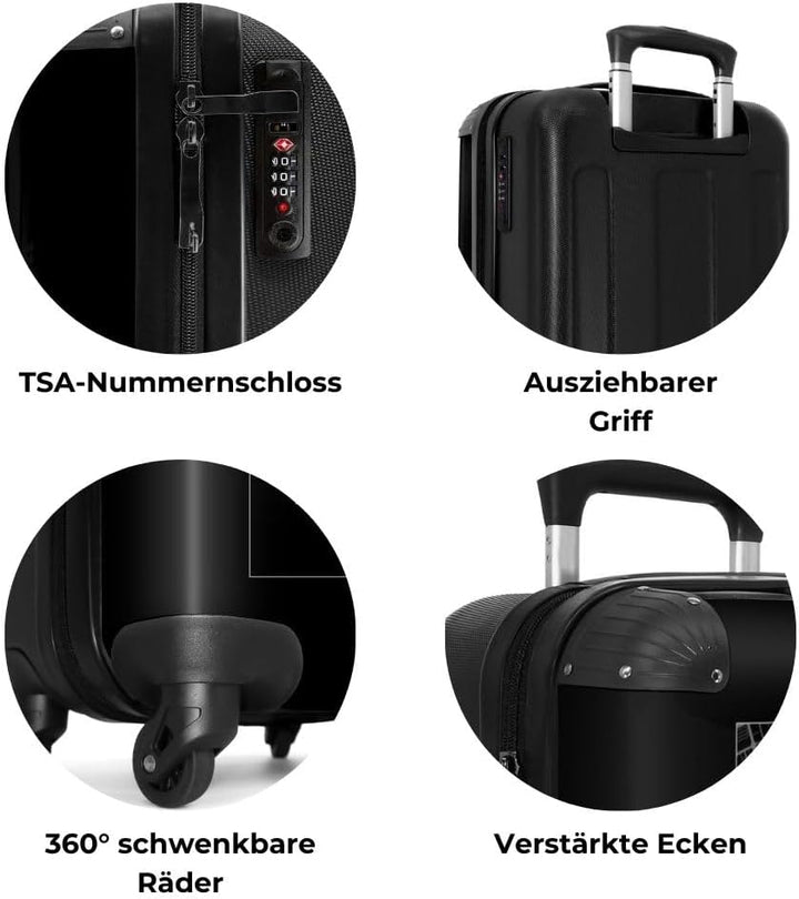 NoBoringSuitcases.com® Koffer Handgepäck Trolley Rollkoffer Kleine Reisekoffer mit 4 Rollen - F1 - R