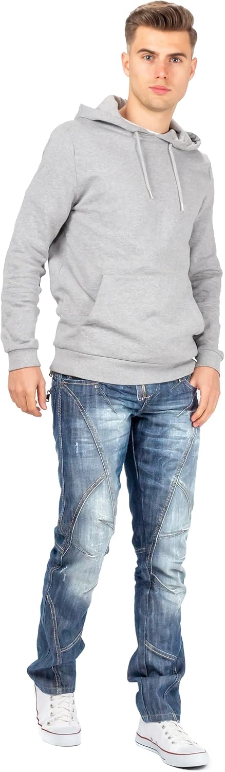 Cipo & Baxx Herren Jeans – Regular Fit Denim Hose für Männer, Destroyed und Used Look, Bikerstyle, C
