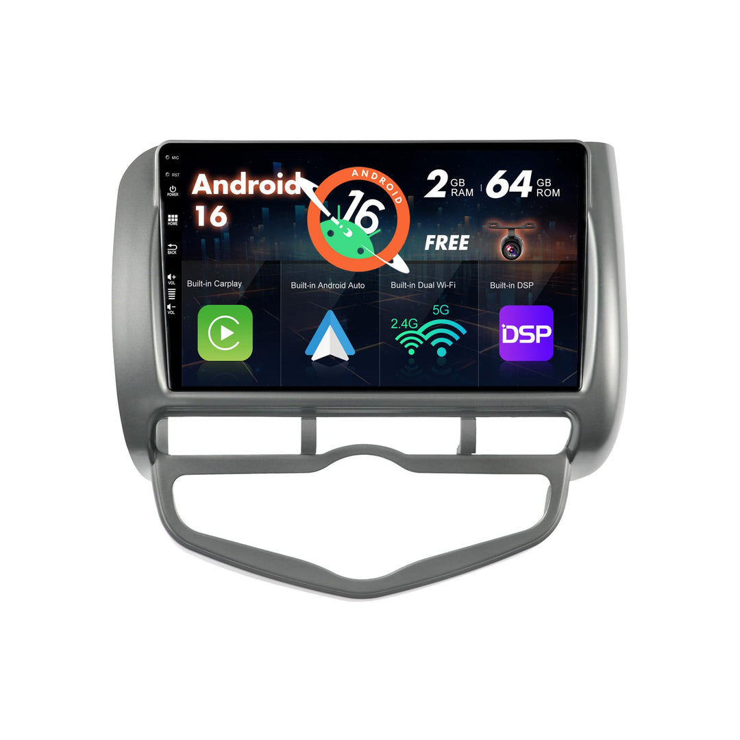 SXAUTO Android 12 IPS Autoradio für Honda Fit/City/Jazz (2002-2007) - Eingebaut CarPlay/Android Auto