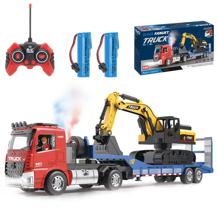 Ferngesteuerter Bagger Spielzeug für Kinder,6-Kanal Bagge, RC Bagger Spielzeugautos mit Licht und So