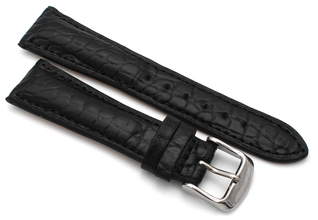 20mm XS Damenlänge Echt Alligator Vintage hangemacht in Deutschland Uhrenarmband in Schwarz