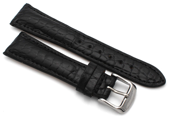 20mm XS Damenlänge Echt Alligator Vintage hangemacht in Deutschland Uhrenarmband in Schwarz