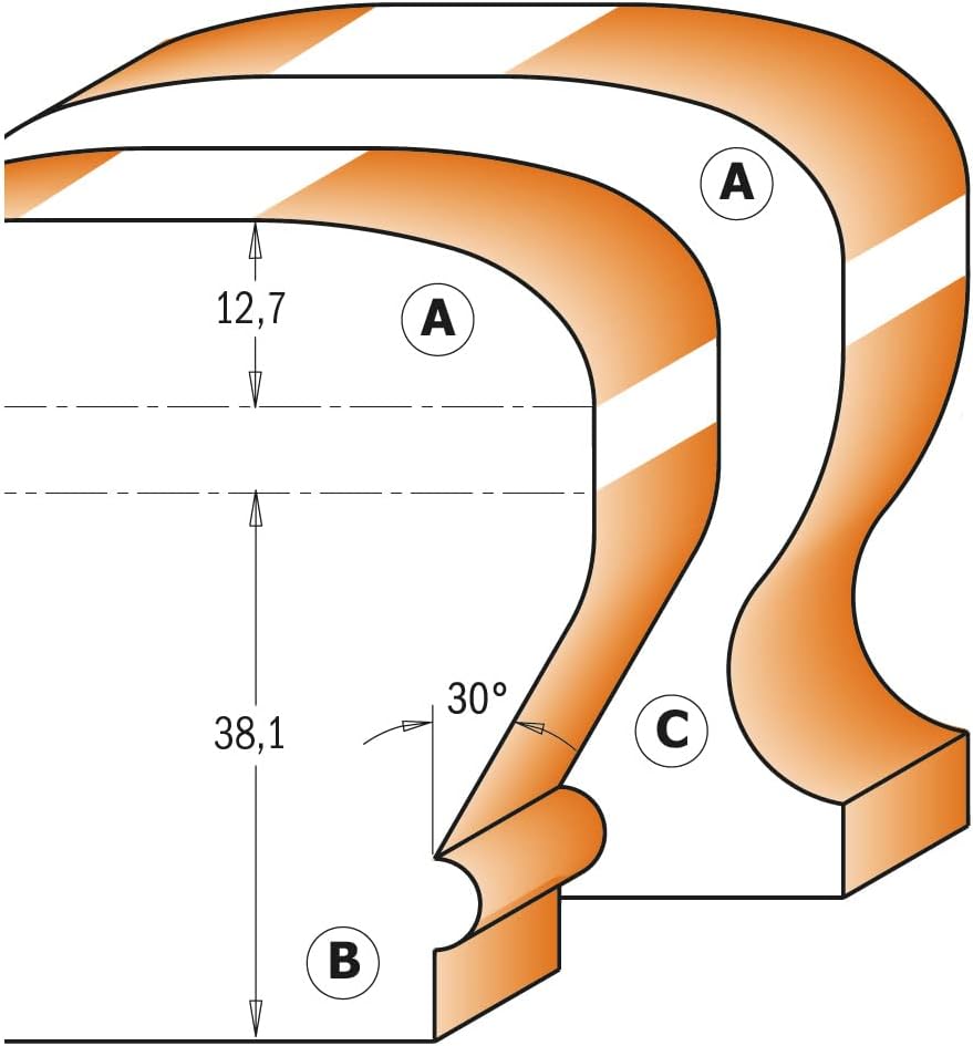 CMT ORANGE TOOLS 956.601.11 - TSCHKANTEN U.HANDLAUF-FRÄSER HM D=63.5X19 S=12