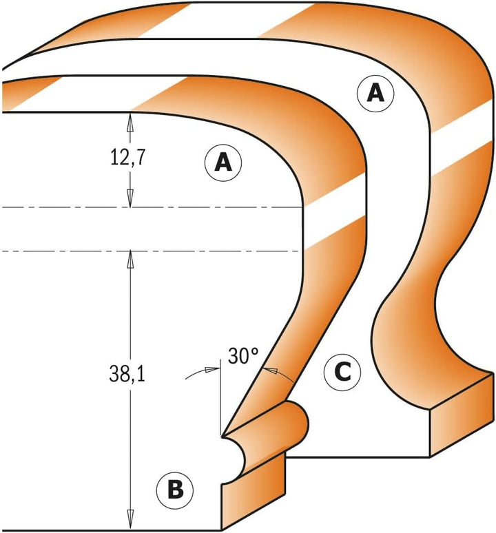 CMT ORANGE TOOLS 956.601.11 - TSCHKANTEN U.HANDLAUF-FRÄSER HM D=63.5X19 S=12