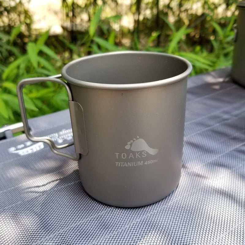 TOAKS 450 ml Titanbecher für Rucksackreisen, Camping, Kaffeekanne, ultraleichtes Campinggeschirr 450