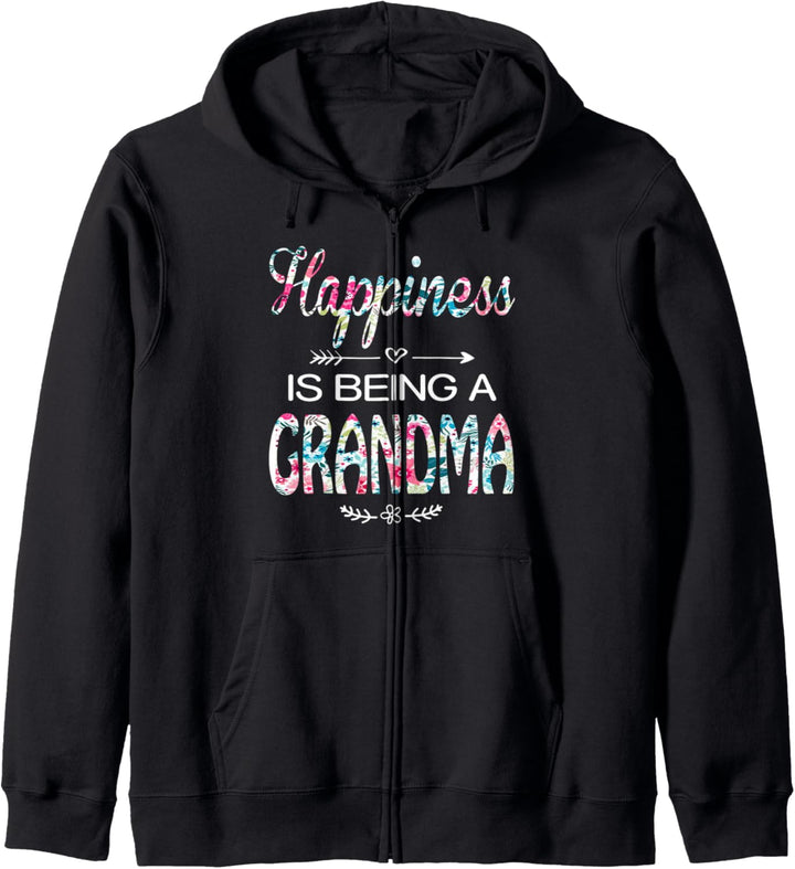 Happiness is Being a Grandma T-Shirt für Damen, mit Aufschrift "Grandma" Kapuzenjacke