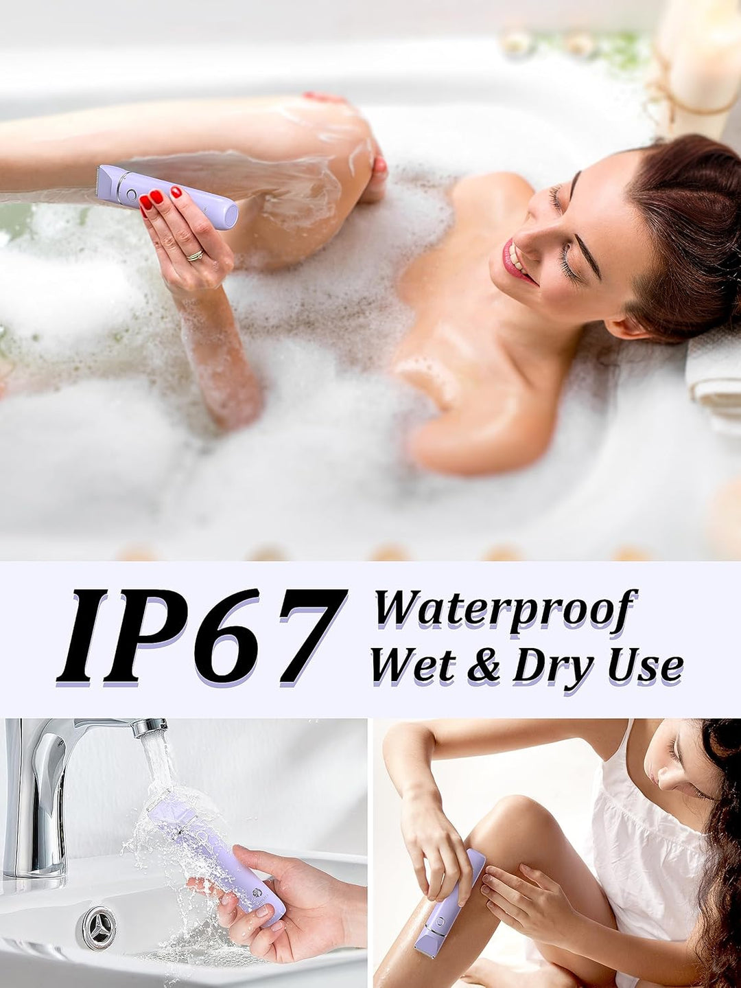 Cayzor Intimrasierer für Frauen - 2 in 1 Nass/Trocken Wasserdicht Rasierer Damen Intimbereich Kabell