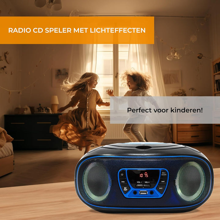 Denver TCL212BT Radio mit Bluetooth, Bluetooth Radio mit Lichteffekte, Tragbarer CD player, AUX, USB