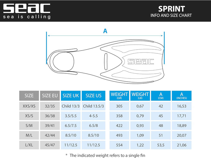 Seac Sprint Schnorchelflossen Mit Elastischem Band S/M Gelb, S/M Gelb