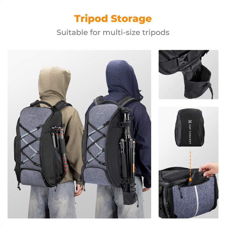 K&F CONCEPT Fotorucksack Gross Kamerarucksack 30L Wasserdicht Camera Backpack mit Regenschutz für DS