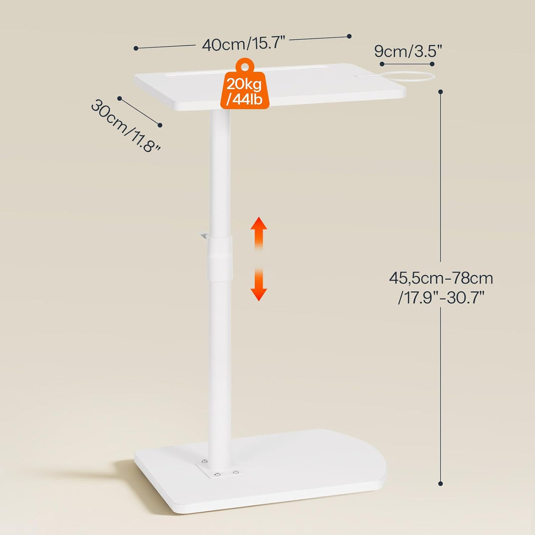 HOOBRO C-Form Beistelltisch Höhenverstellbar von 45,5-78 cm, 360° drehbarer Sofatisch mit Getränkeha