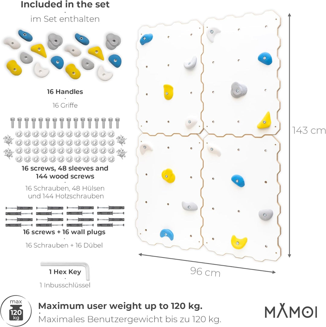MAMOI® Kletterwand für kinderzimmer, Klettergerüst und spielgeräte Indoor, Klettern mit Klettergriff