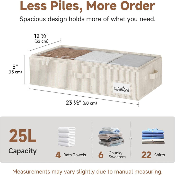 StorageWorks Unterbett Aufbewahrung, grosse Unterbett Aufbewahrungsbox mit Deckel Stoff, faltbare Un