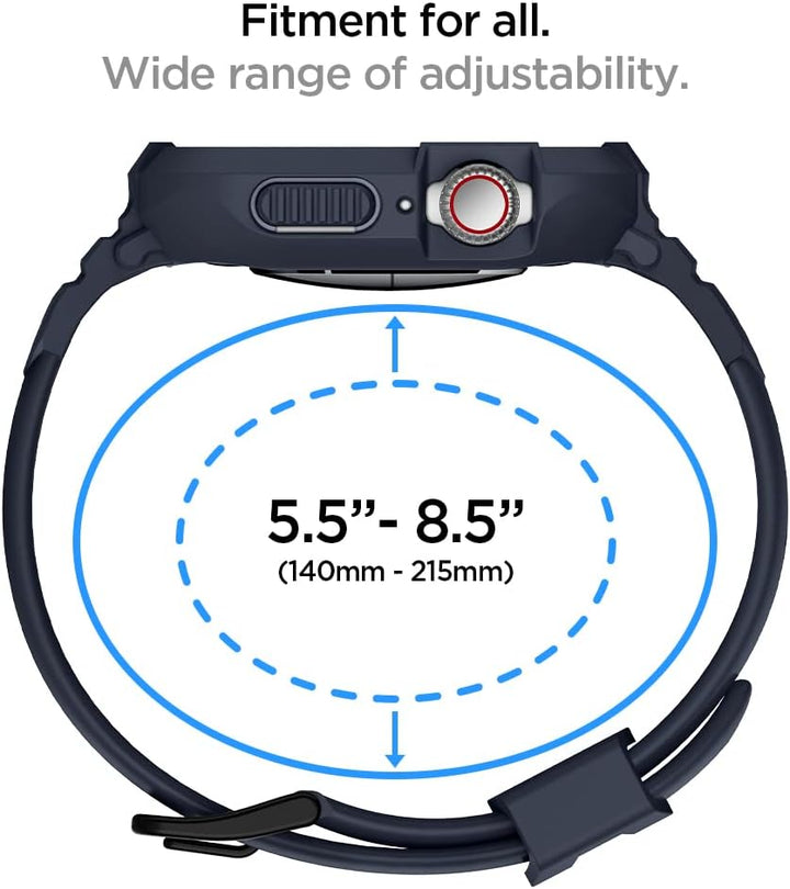 Spigen Rugged Armor Pro Hülle mit Band für Apple Watch 45/44mm | TPU-Unibody-Hülle mit Armband, Carb