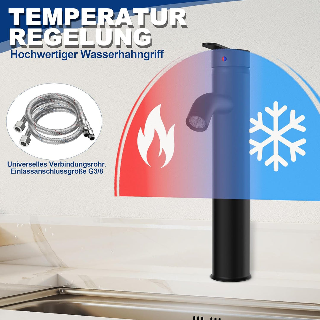 Wasserhahn Küche Schwarz Küchenarmatur mit Auslaufhöhe 20 cm Spülenarmatur Waschtischarmatur Keramik