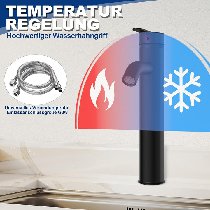Wasserhahn Küche Schwarz Küchenarmatur mit Auslaufhöhe 20 cm Spülenarmatur Waschtischarmatur Keramik