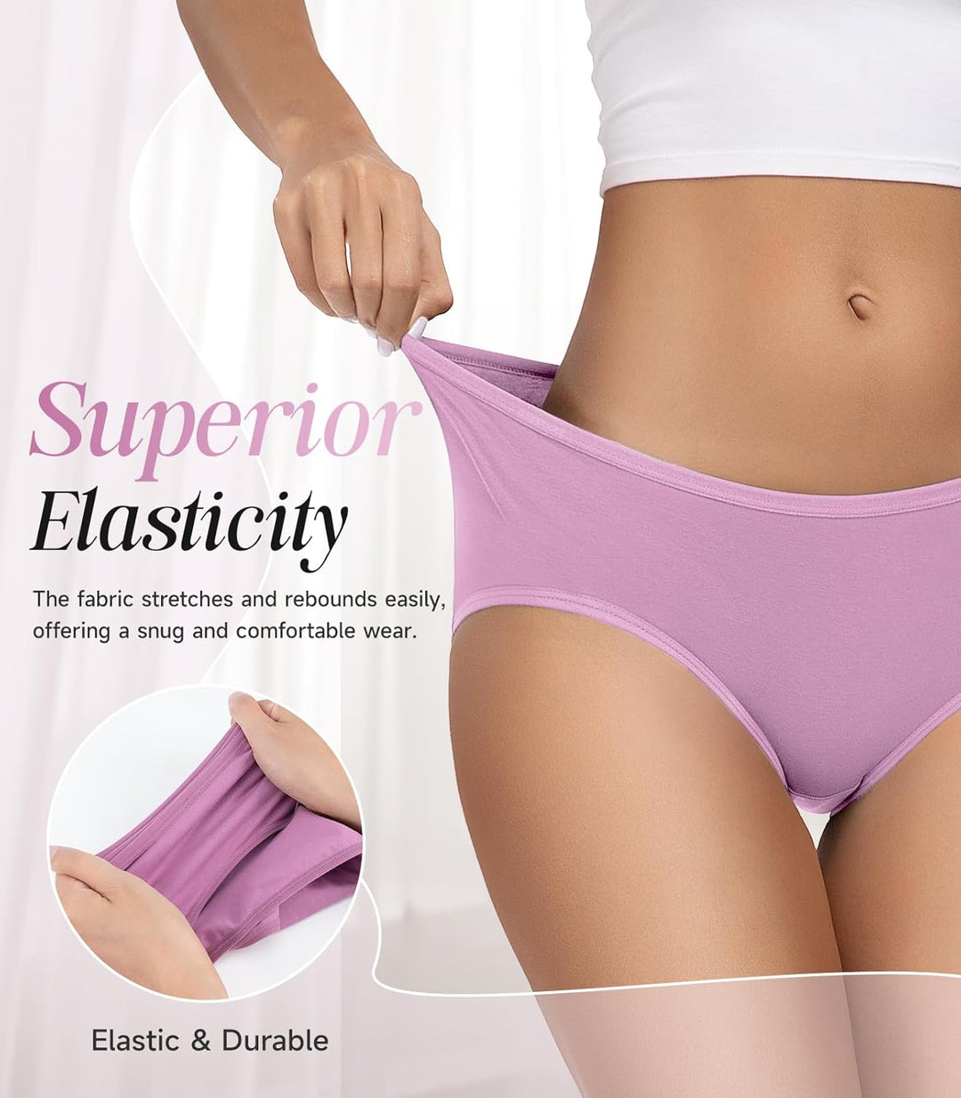 TANSTC Damen Unterhosen Baumwolle 6er-Pack Hipster Slips, Niedrige Taille & Stretch, Atmungsaktiv Mu