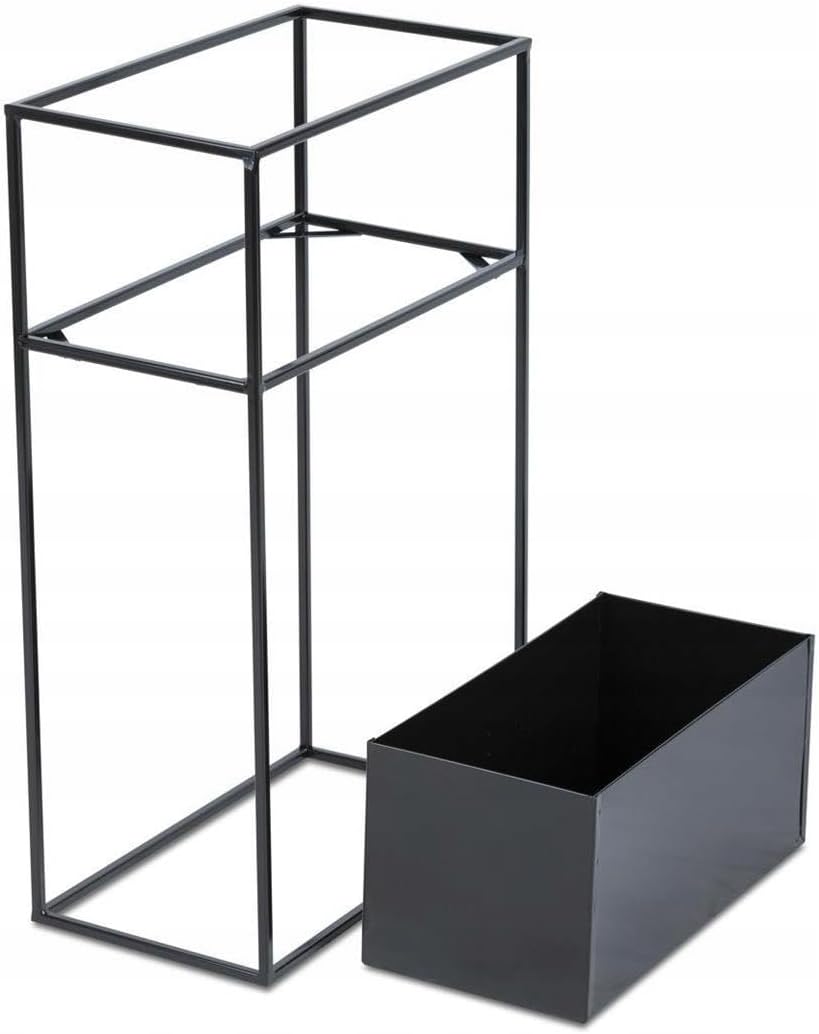 Schwarz Blumenständer Metall - Pflanzenständer 70 cm Hoch mit Metall Box 44x24x20 cm - Blumentopfstä