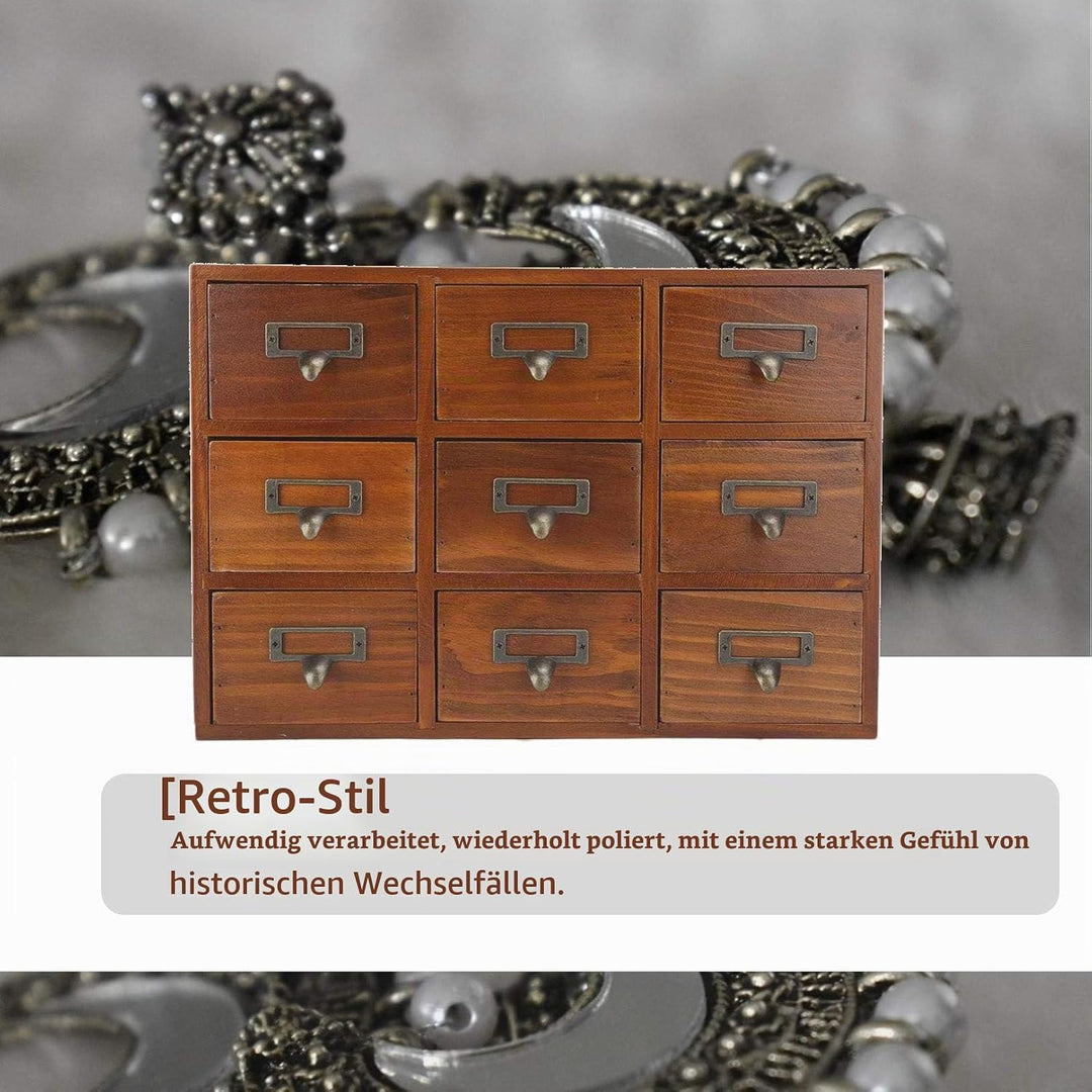 DAUERHAFT Vintage Schublade, Aufbewahrungsbox aus Holz, Vintage SchubladenOrganizer, Apothekerschran