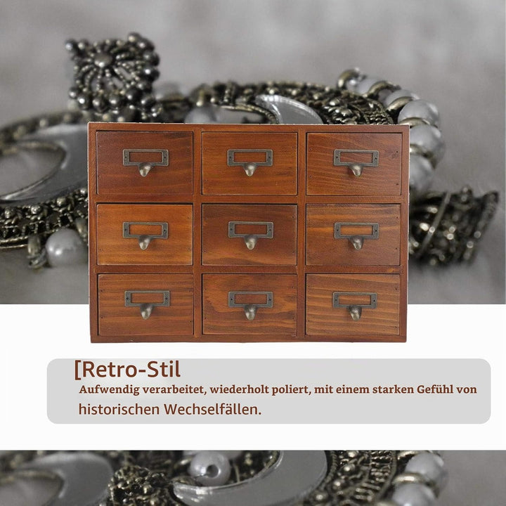 DAUERHAFT Vintage Schublade, Aufbewahrungsbox aus Holz, Vintage SchubladenOrganizer, Apothekerschran