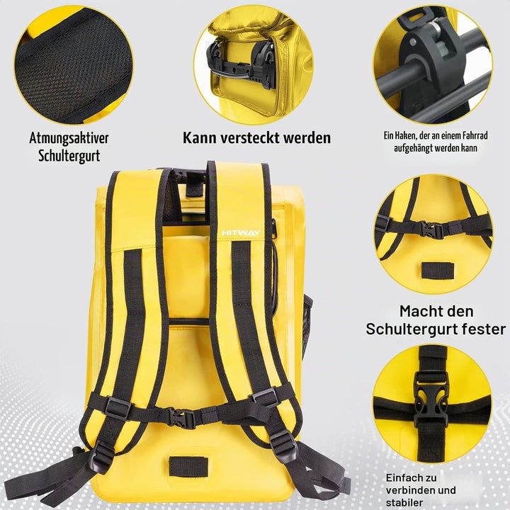 HITWAY 3in1 Fahrradtasche-29L-Geeignet als Umhängetasche - Gepäckträgertasche -Rucksäcke für Radspor
