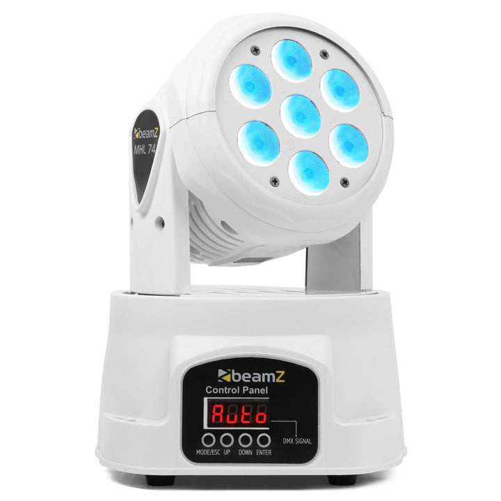 BEAMZ MHL74 Moving Head LED Disco Licht, mini Washer, RGBW Movinghead DMX, automatischer Modus, musi
