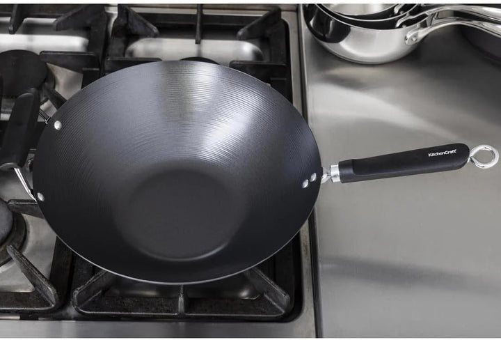 Kitchen Craft Pure Oriental Wok aus Carbonstahl mit Antihaftbeschichtung, 35,5 cm 28 x 18 x 18 cm, 2