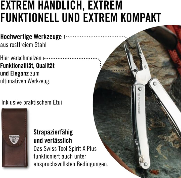 Victorinox Multifunktionswerkzeug Swiss Tool Spirit X Plus, 35 Funktionen, Swiss Made, Multitool mit