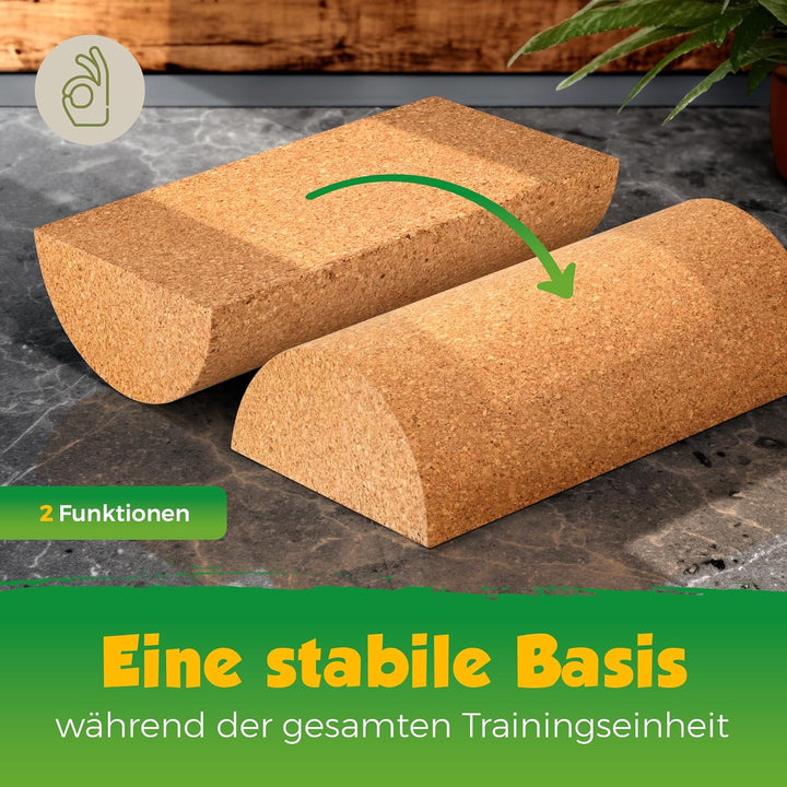 Halbe Balanceboard-Rolle aus Kork | halbe Kork-Rolle | Rolle für Gleichgewichtsbretter | 30x15x7,5cm
