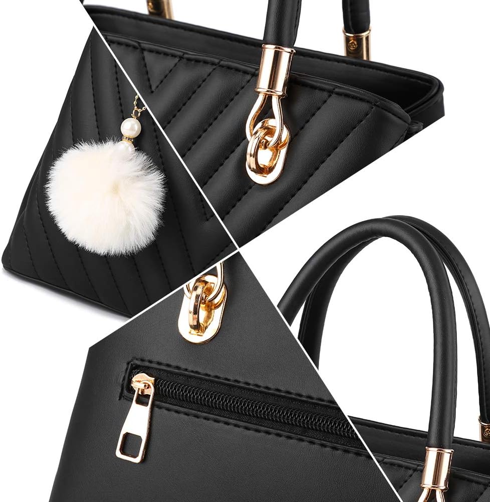 Womens Fashion Leather Handbags Quilted Purses Top-handle Totes Satchel Bag for Ladies Shoulder Bag