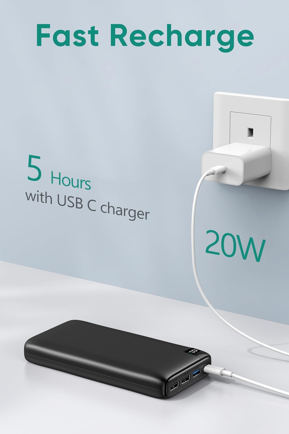 A ADDTOP Powerbank 26800mAh, externer Akku mit 22,5W Power Delivery, Tragbares Ladegerät mit 4 Ports