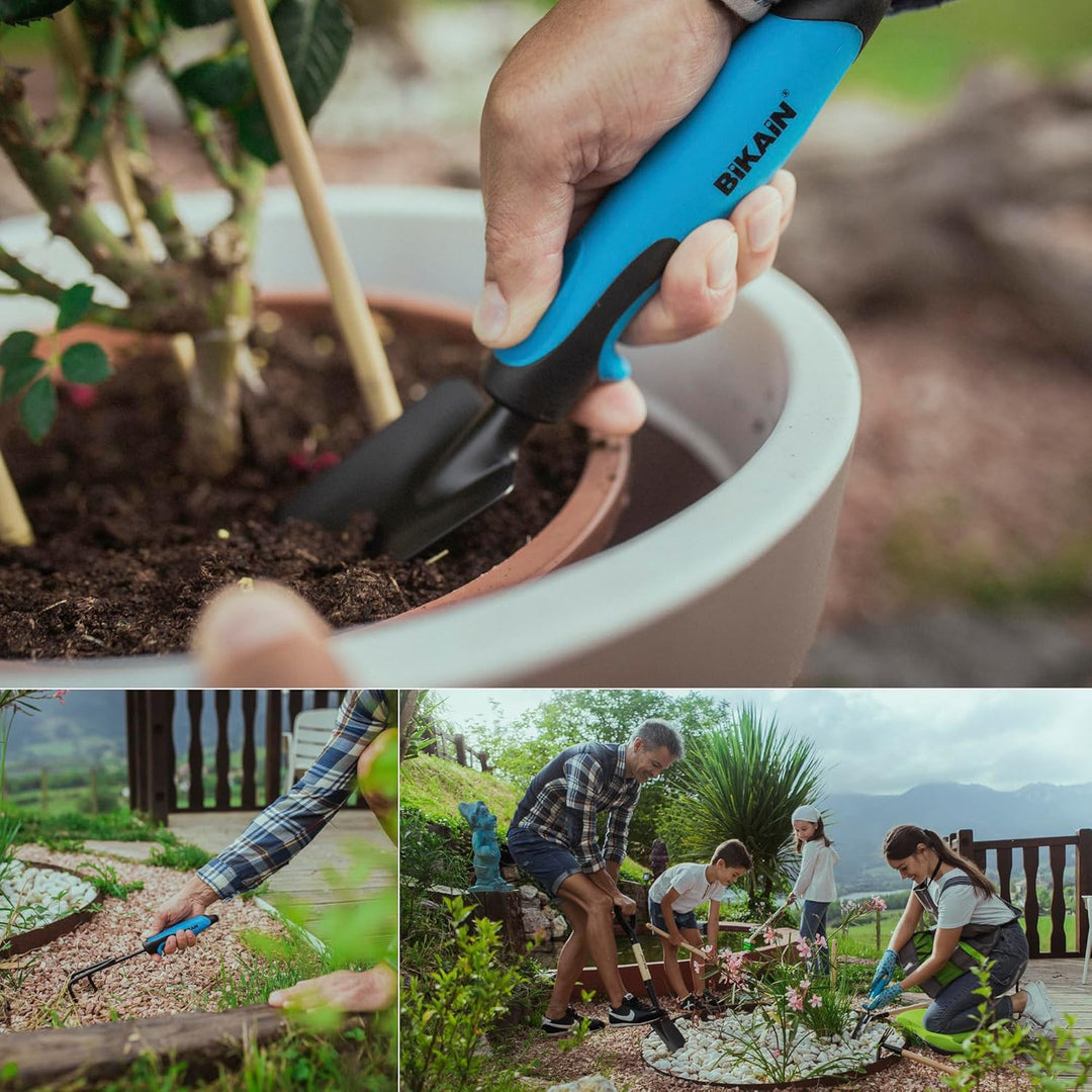 BIKAIN - Gartenwerkzeug-Set - 3 Werkzeuge - Enthält Breite Schaufel, Lanze+Gabel und Kultivator - Er